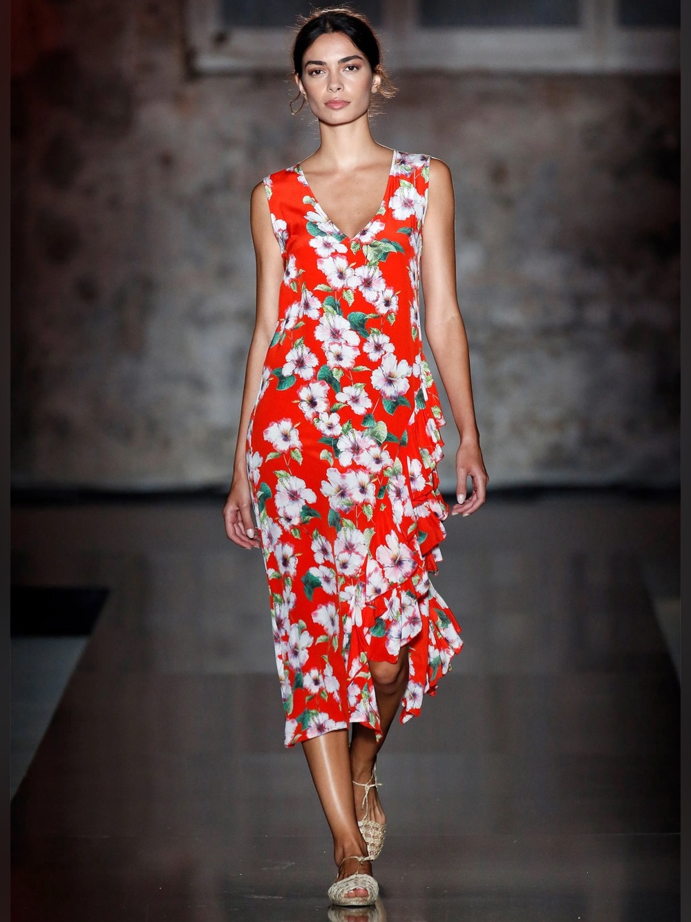 NWOT! Lebor Gabala Silk Floral Side Ruffle Dress
